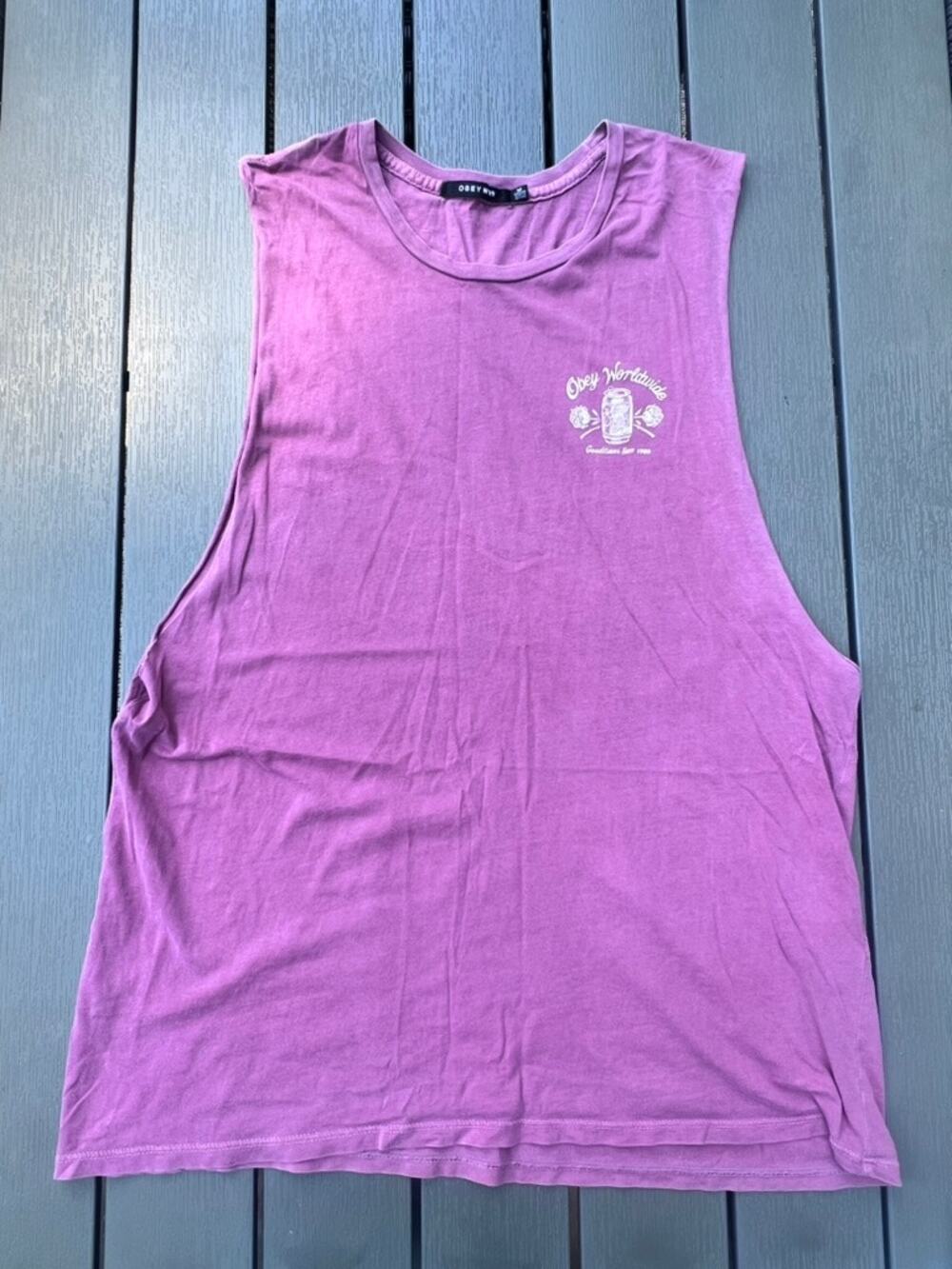 Obey Good Times 89 Graphic Muscle Tank Women’s M Pink